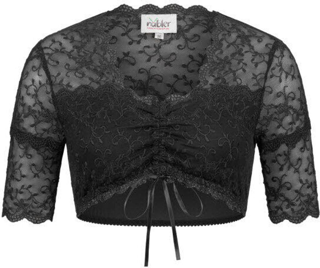 Dirndlbluse Kurzarm Nena in Schwarz von Nübler Größe 44