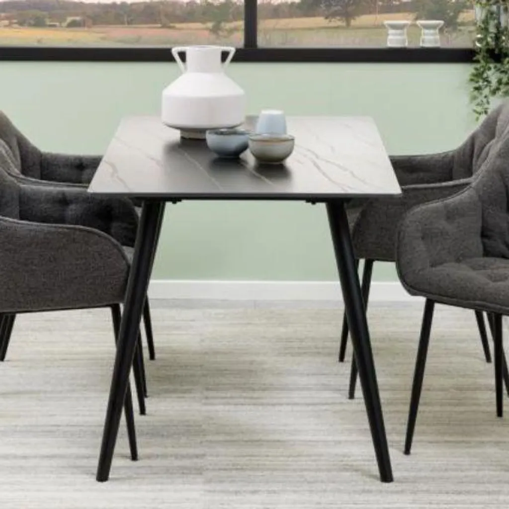 Wicklow Table de salle à manger 80x140cm noire en bois robuste chic - 8