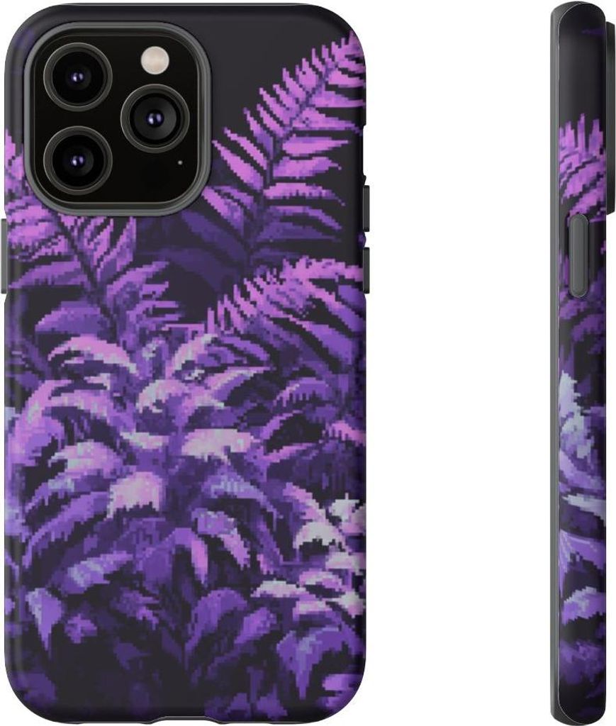 Pixel-Art Farn in Lila – Hülle Kompatibel mit iPhone 14 Pro Max