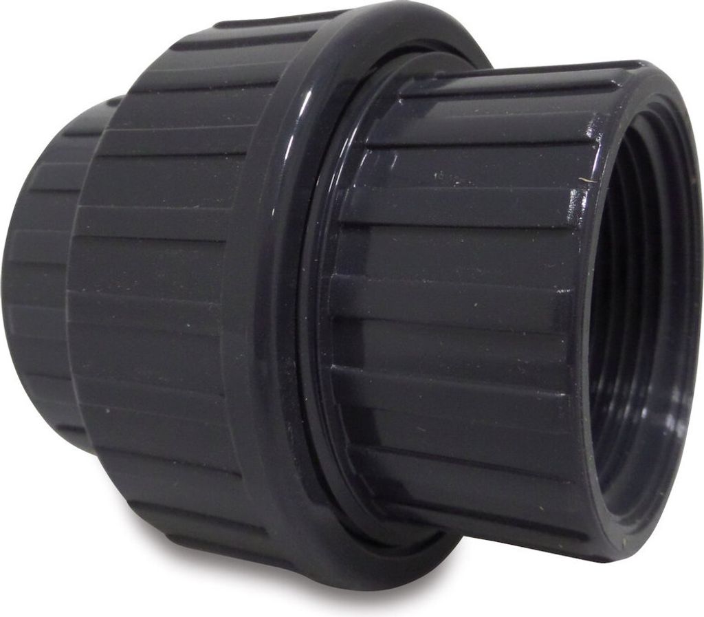 Profec Verschraubung PVC-U Innengewinde x Innengewinde 1/2 Zoll, 10 bar, grau