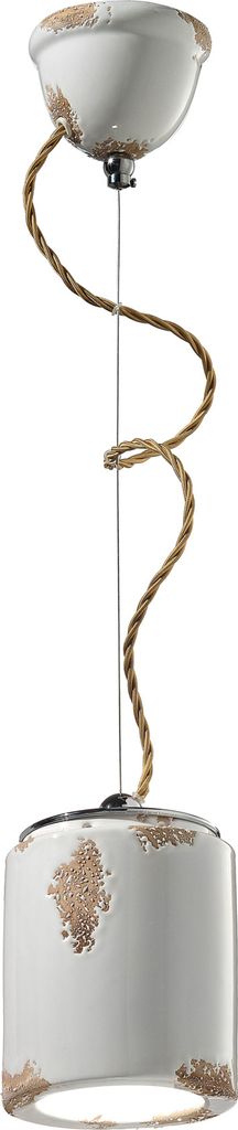Hängelampe Keramik E27 D: 12,5 cm rund H: max. 114 cm Weiß Shabby Antik Vintage Design Keramiklampe