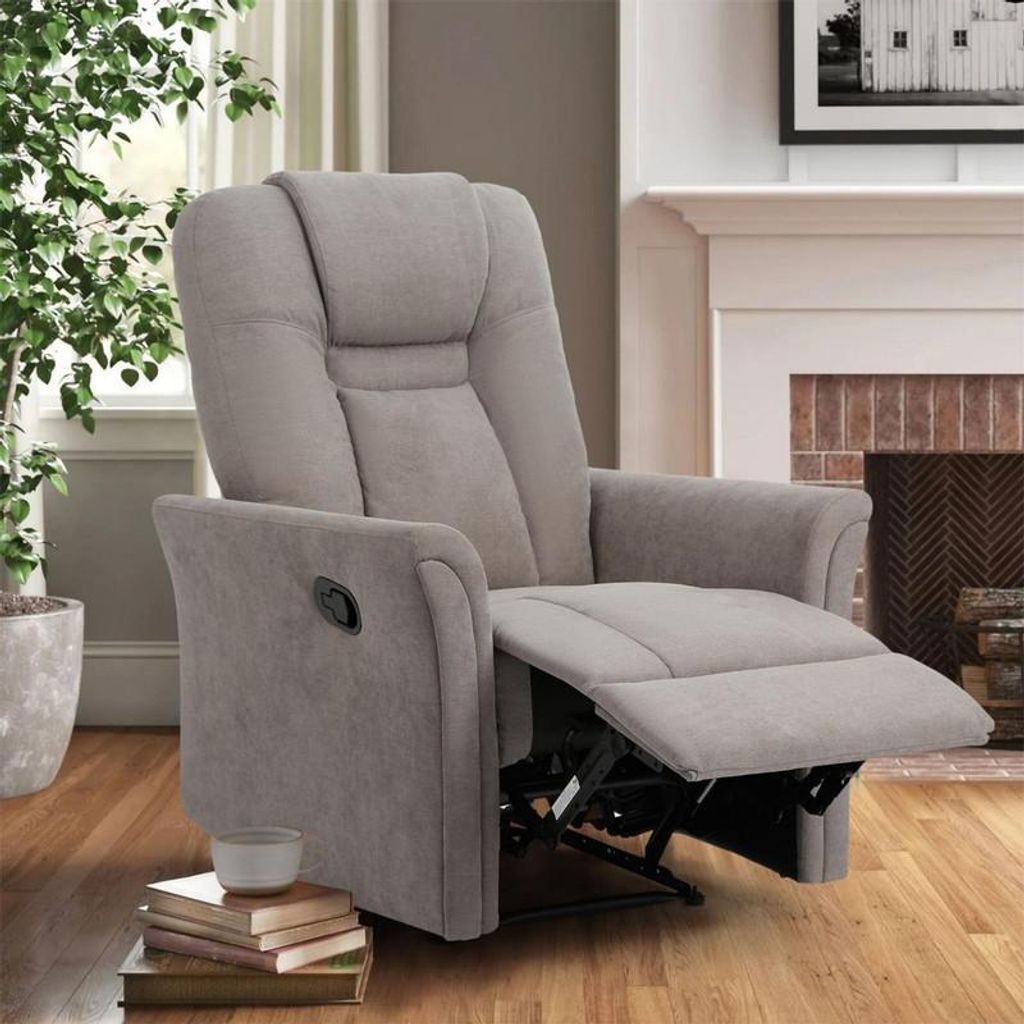 Happy Home Relaxsessel gepolstert und verstellbar Beige für Wohnzimmer Schlafzimmer Büro