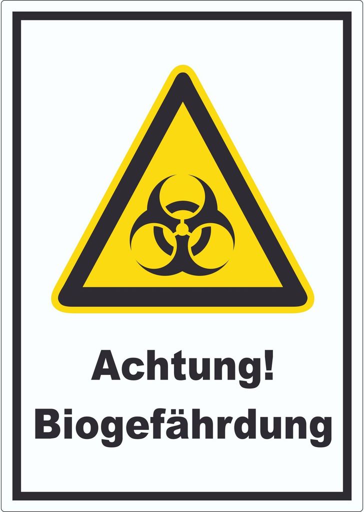 Achtung Biogefährdung Aufkleber A4 (210x297mm)