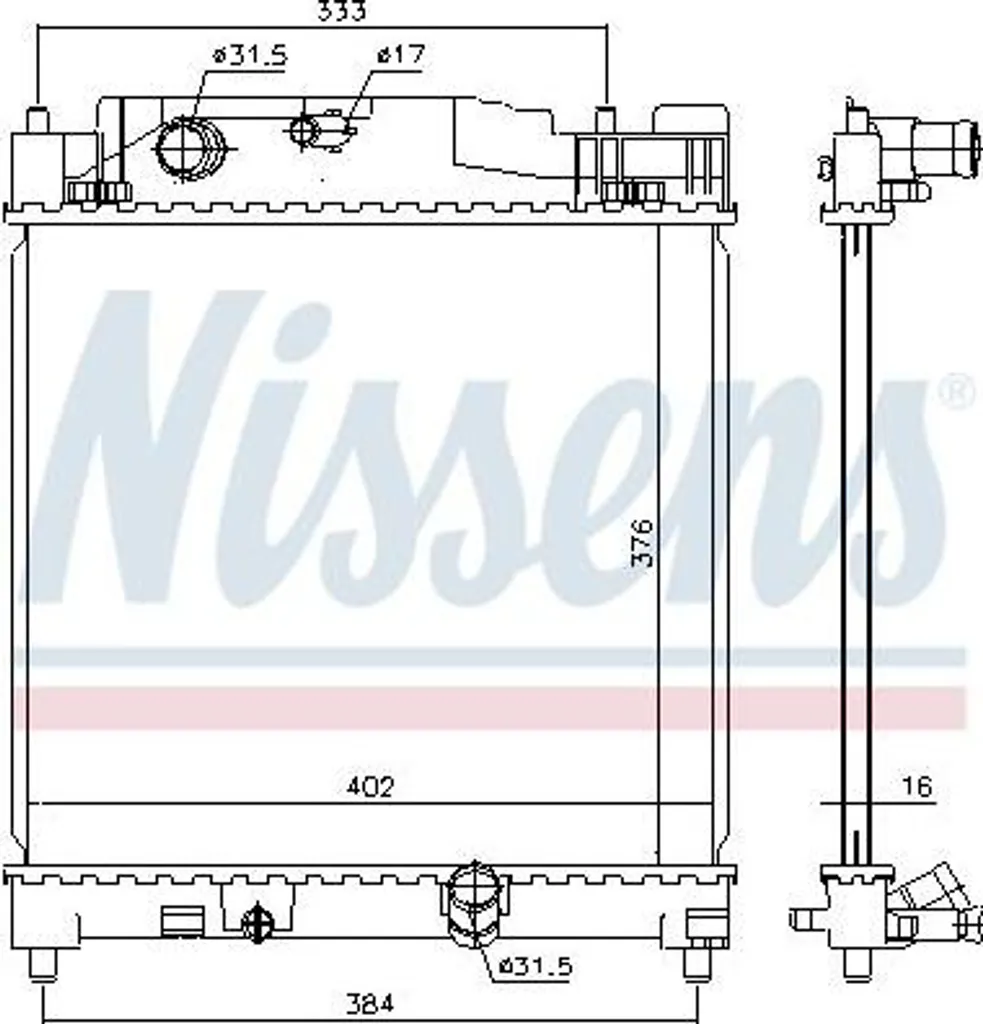 Radiateur moteur pour Toyota IQ remplace OE 1640033100 - Nissens 646915
