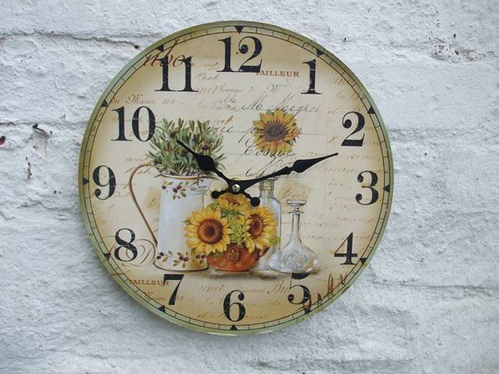 Wunderschöne Wanduhr mit Sonnenblumen 28 cm Landhaus Produktbild 