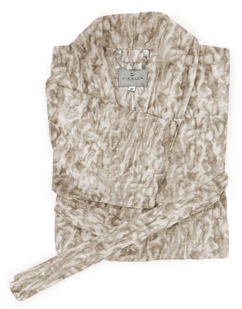 LINNICK Flanell Fleece Bademantel Bont Rabbit – naturfarben – L