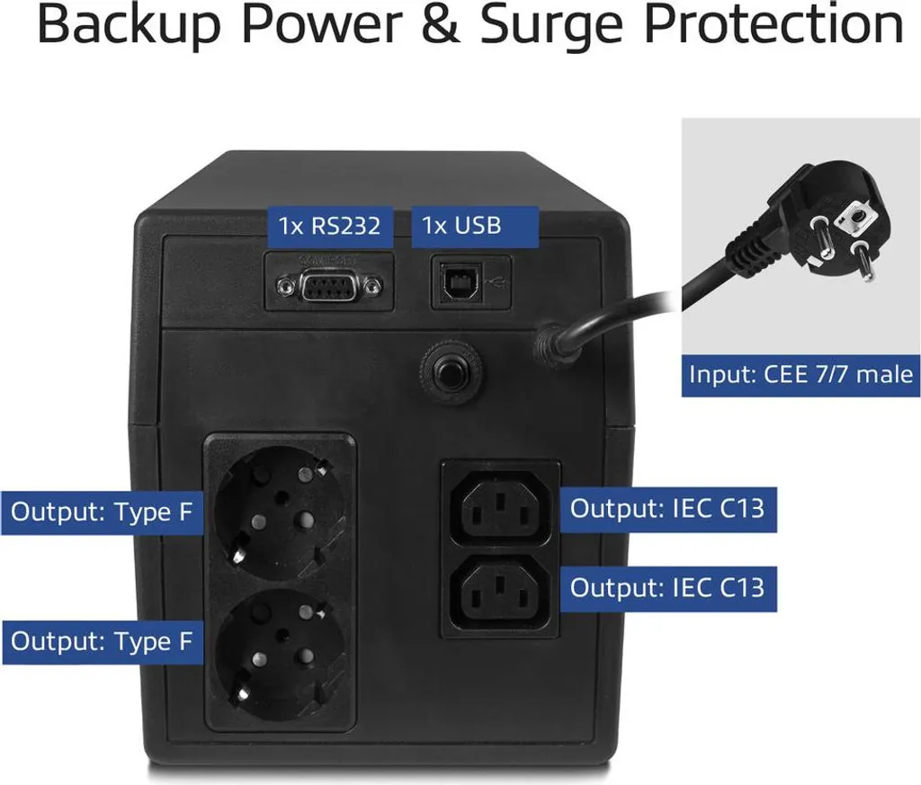 Alimentation Sans Interruption ACT AC2310 - 1000VA 600W 4 Sorties - 6