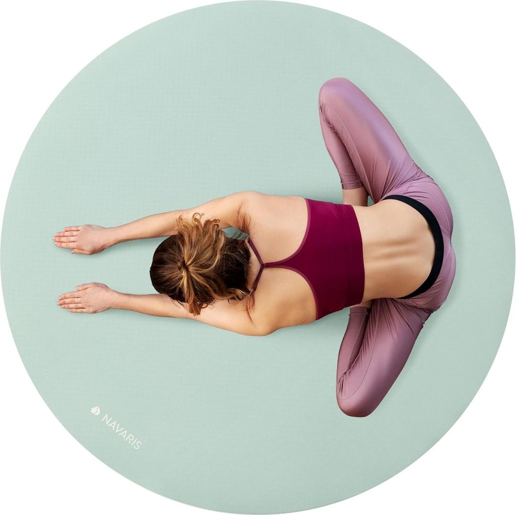 Navaris Yogamatte rund rutschfest groß - Ø 120cm Yoga Matte extra 0,6cm dick Fitnessmatte für Männer und Frauen Sportmatte Gymnastikmatte