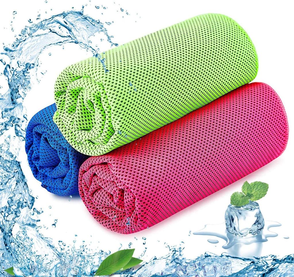 Kühlendes Handtuch, 4er-Pack, sofortige Linderung, kühlende Mikrofaser-Handtücher, kühlendes Halstuch, eiskalte Lappen/Schal für Sport, Fitnes...
