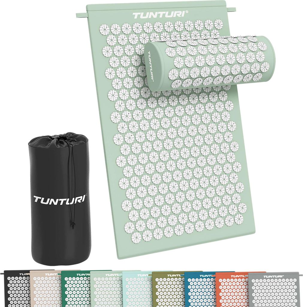 Tunturi Akupressurmatte mit Kissen - Akupunktur Matte - Stachelmatte für Rücken, Nacken, Fuße, Ganzkörper - 2in1 Nagelmatte Akupressurmatte - A...