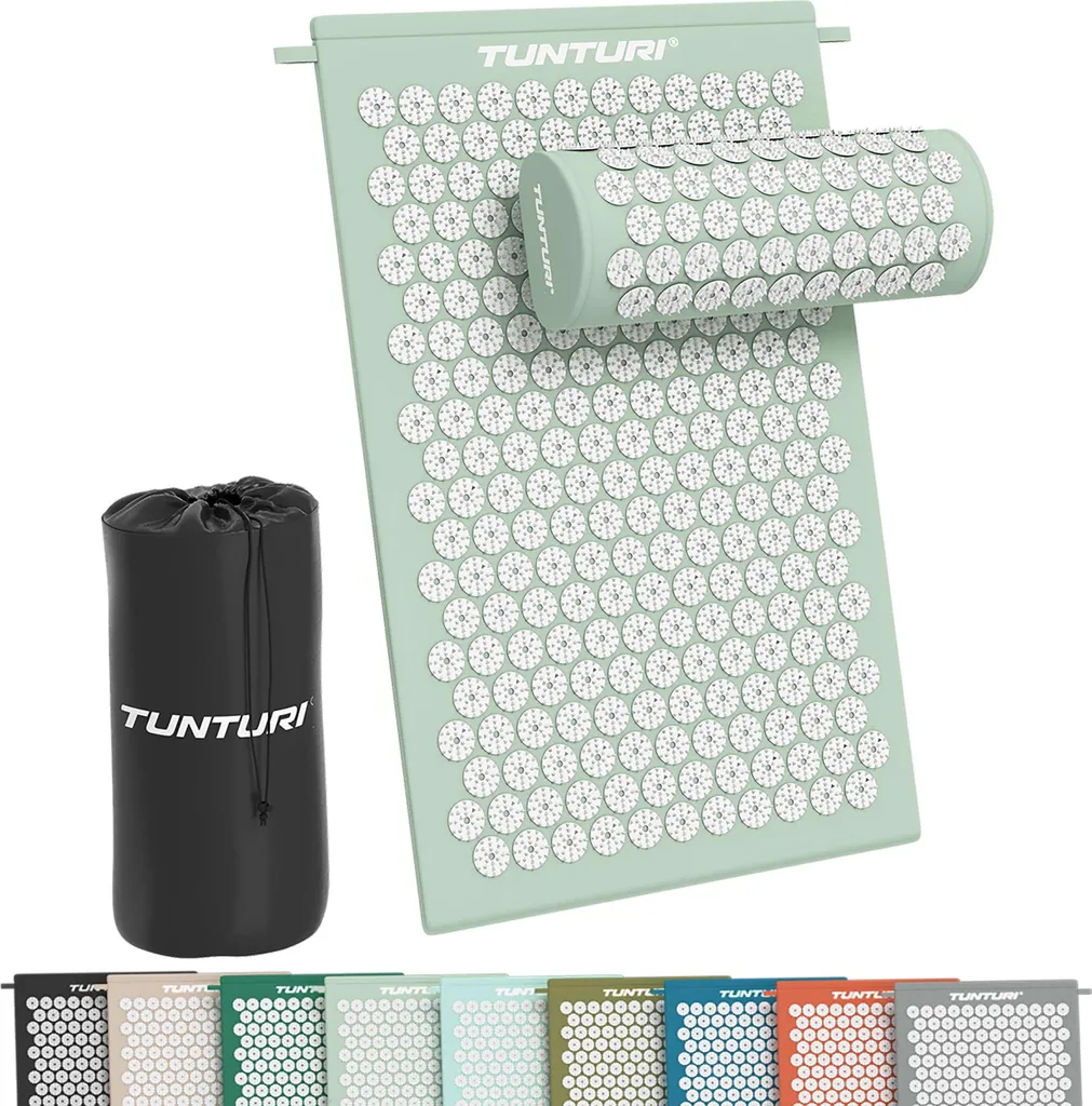 Tapis d'acupression Tunturi avec oreiller ergonomique - Coloris menthe