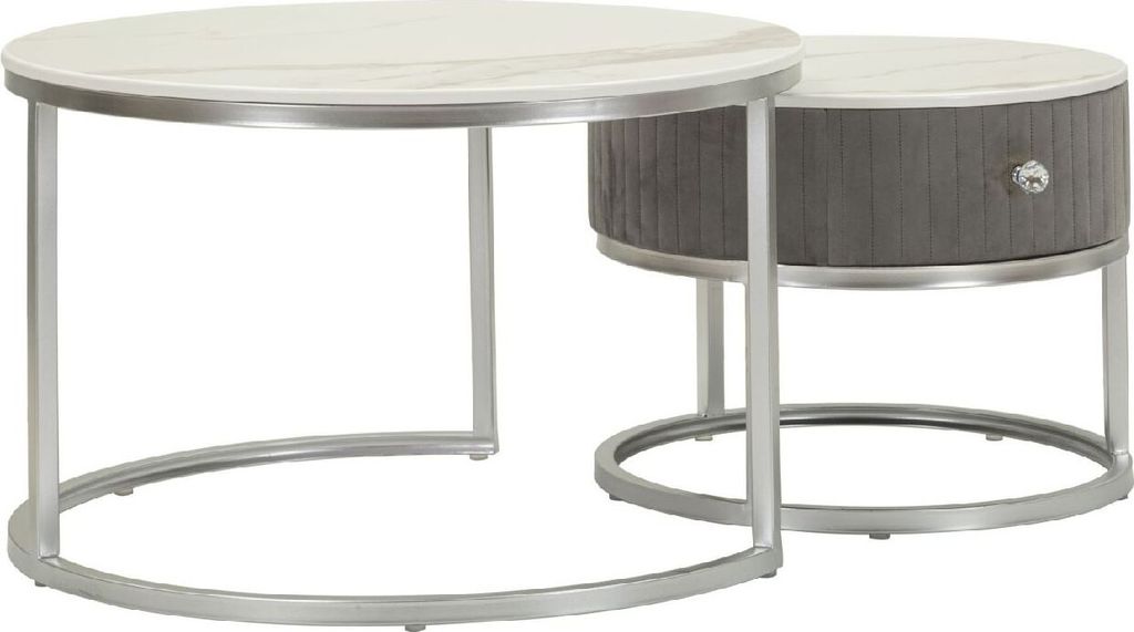 Mauro Ferretti Couchtische Greys 2er-Set 70x45 50x40 cm Grau Silber
