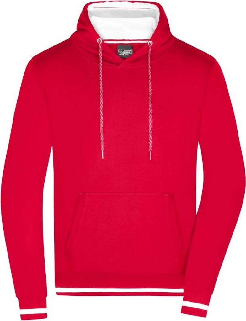 Men's Club Hoody Kapuzensweat im modischen Design red/white, Gr. S