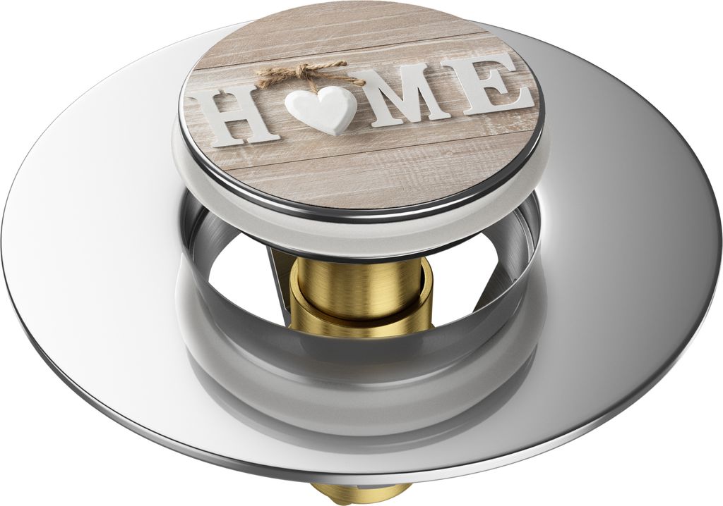 SANILO Pop-Up Waschbeckenstöpsel, universal Pop Up Abflussstopfen mit Motiv - Home