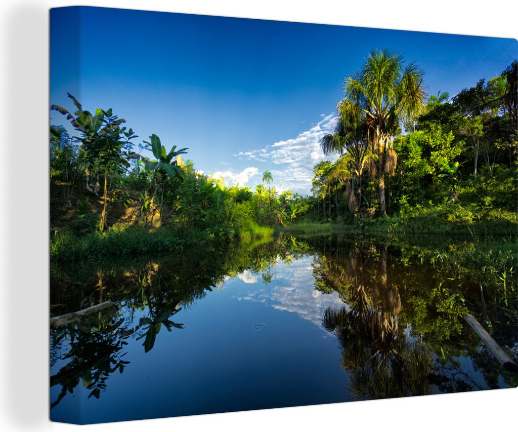 OneMillionCanvasses - Leinwandbilder - 140x90 cm, Reflexionen über den peruanischen Amazonas, Wandbilder Kunstdruck Wanddekoration - Foto auf Le...