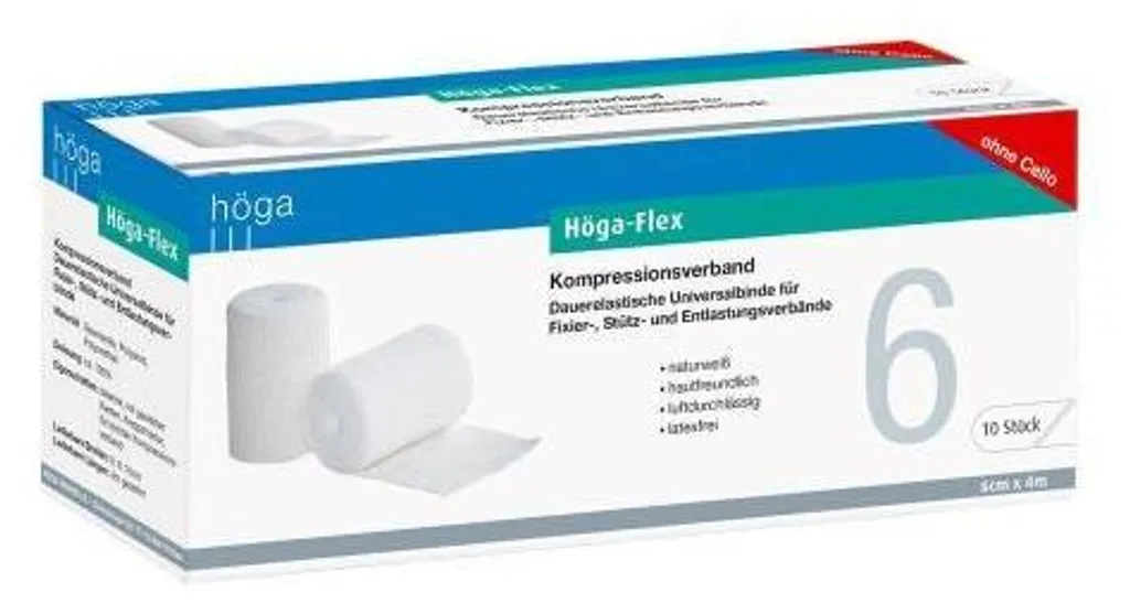 Höga-Flex 6cm x 4m o.C. - Bande de fixation élastique - Boîte de 10 pces