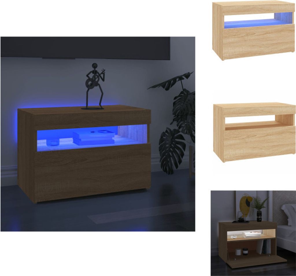 vidaXL TV-Schrank mit LED-Leuchten Sonoma-Eiche 60x35x40 cm Produktbild 