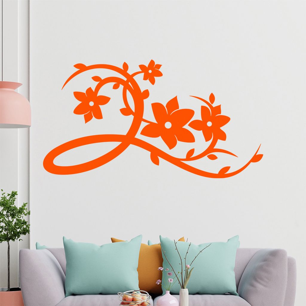 Schöne Blüten Ranke Wandtattoo in 6 Größen - Wandaufkleber Wall Sticker - Dekoration, Küche, Wohnzimmer, Schlafzimmer, Badezimmer