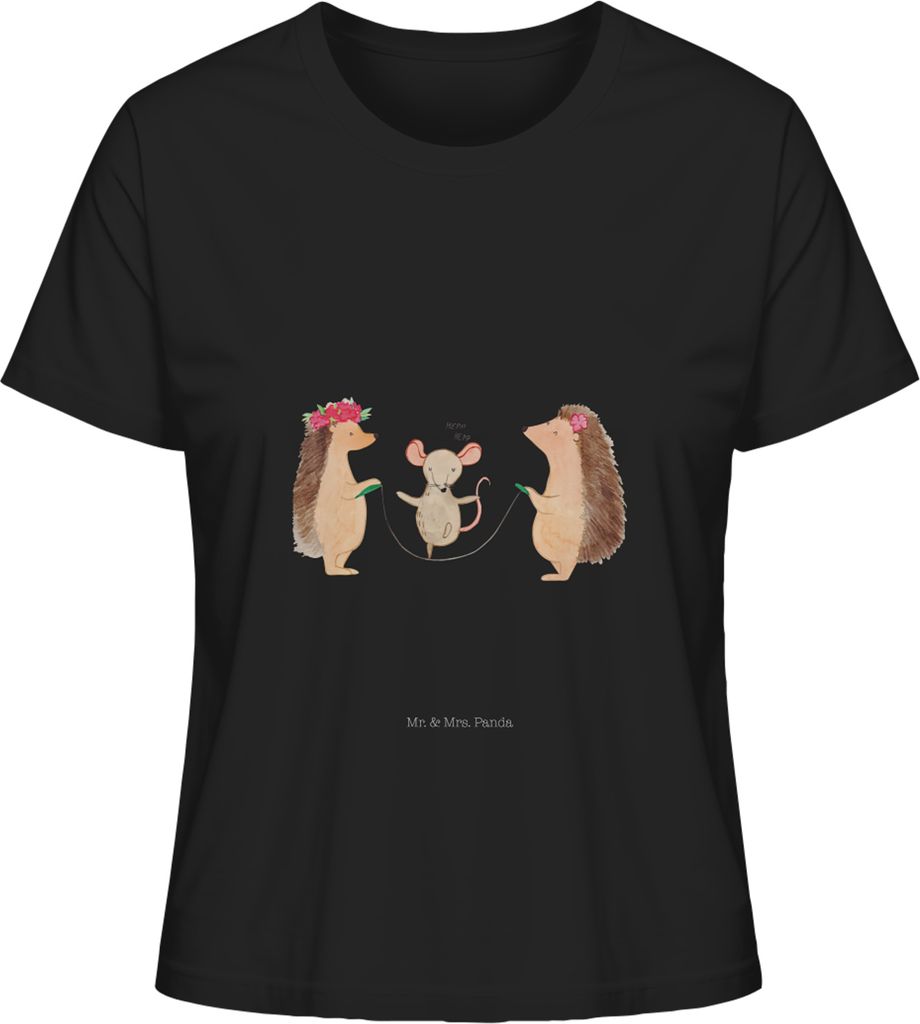 Mr. & Mrs. Panda Jersey Shirt Damen Igel Seilhüpfen Größe XL - Schwarz - Geschenk, Maus, Basic, Kinder, Seilspringen, Mit Spruch, Kindergarten, ...