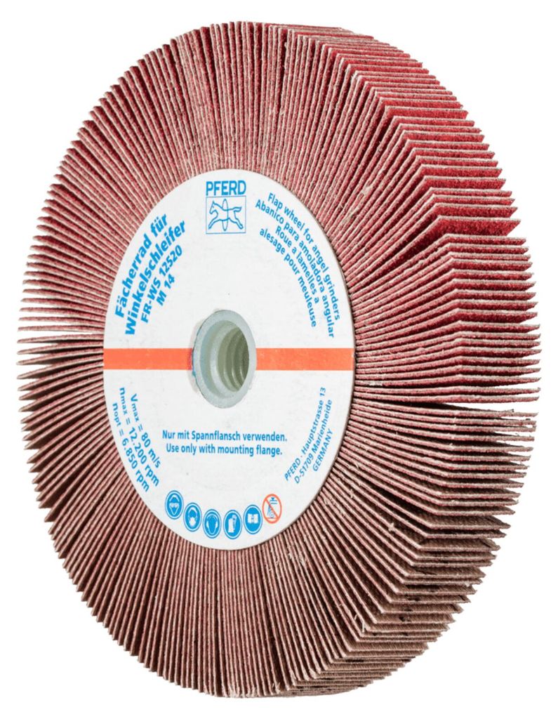 PFERD TOOLS Lamellenschleifrad für Winkelschleifer FR WS Ø 125x20mm M14 CO-COOL120 für Edelstahl 2 Stk
