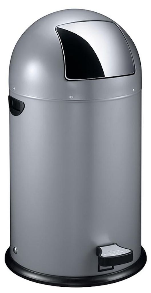 Stilvoller eleganter Abfalleimer mit starkem Fußpedal und verzinktem Inneneimer | 33 Liter, HxØ 70x38cm | Grau