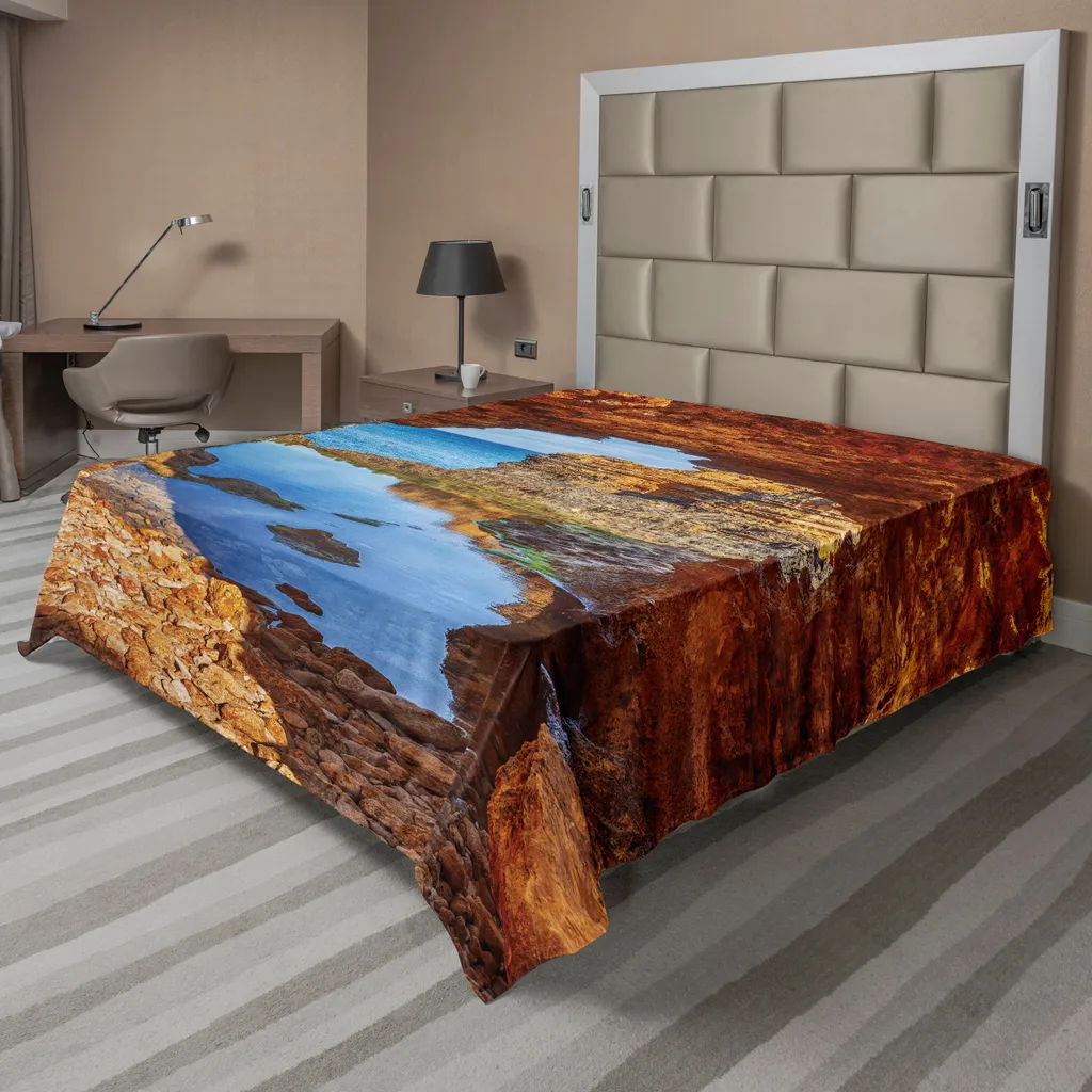 Drap de lit souple motif Australie bleu et crème confort premium