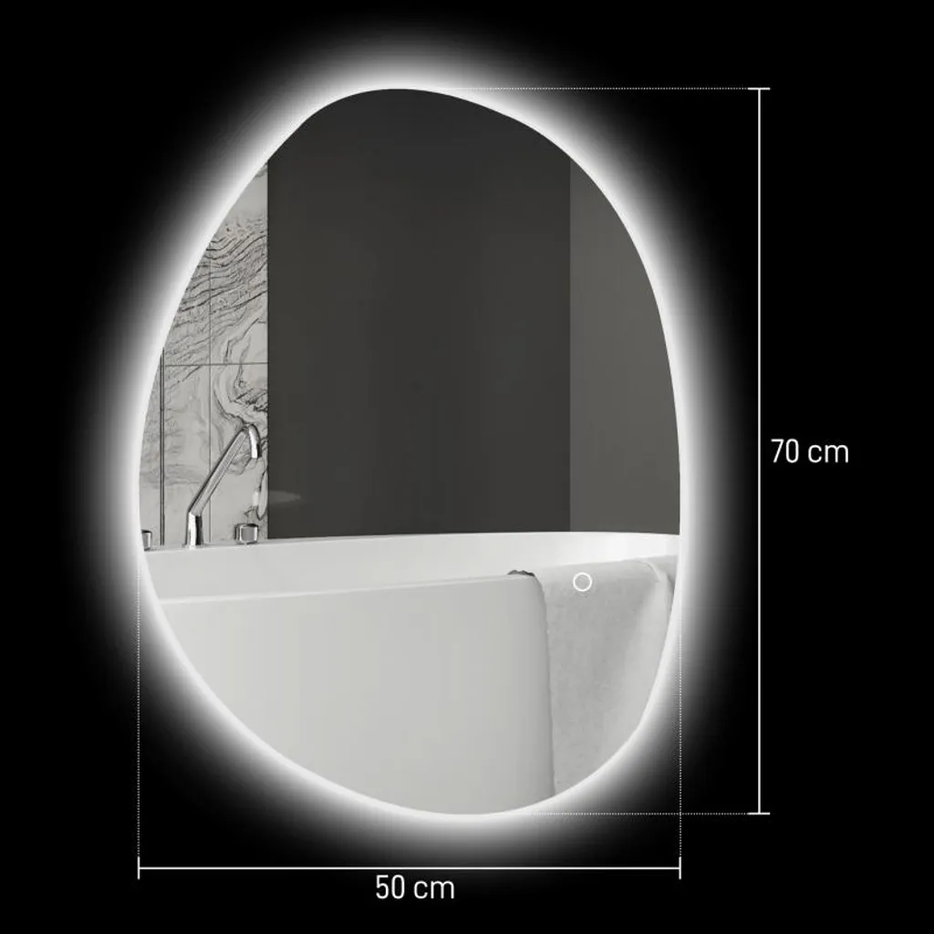 Miroir de salle de bain LED asymétrique 70x50 cm spécial maquillage soin
