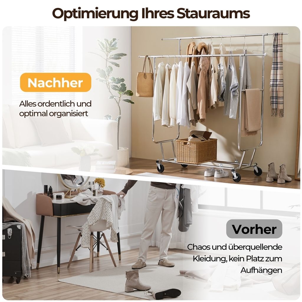Yaheetech Kleiderständer Stabiler Garderobenständer 2 Produktbild 4