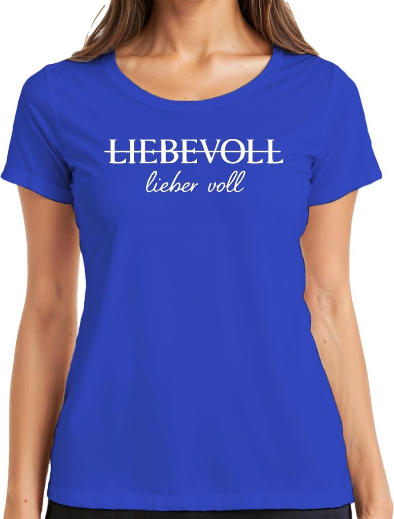 Liebevoll lieber voll Spruch Wortspiel Lustig Geschenk Freundin Damen T-Shirt, Blau, 3XL