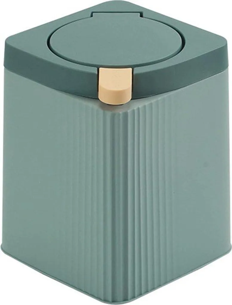 Petite poubelle 8L design carré vert pour salon et bureau - Finition mate