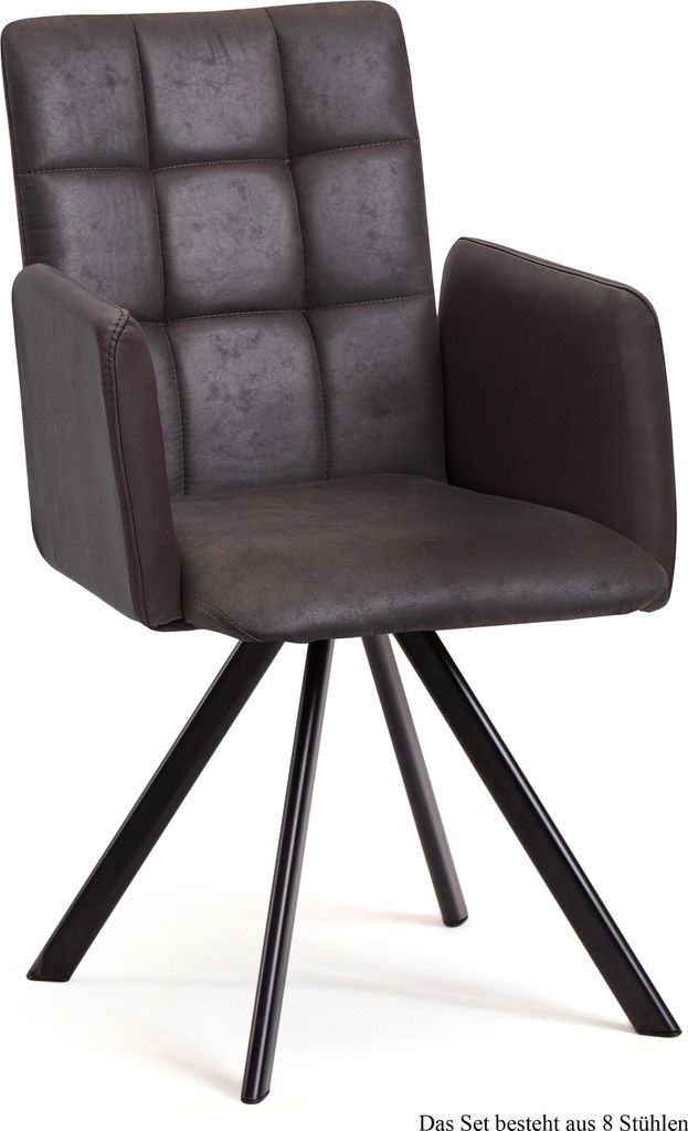Armlehnstuhl (8er-Set) Dayle 52x91x60 Schwarz/Espresso