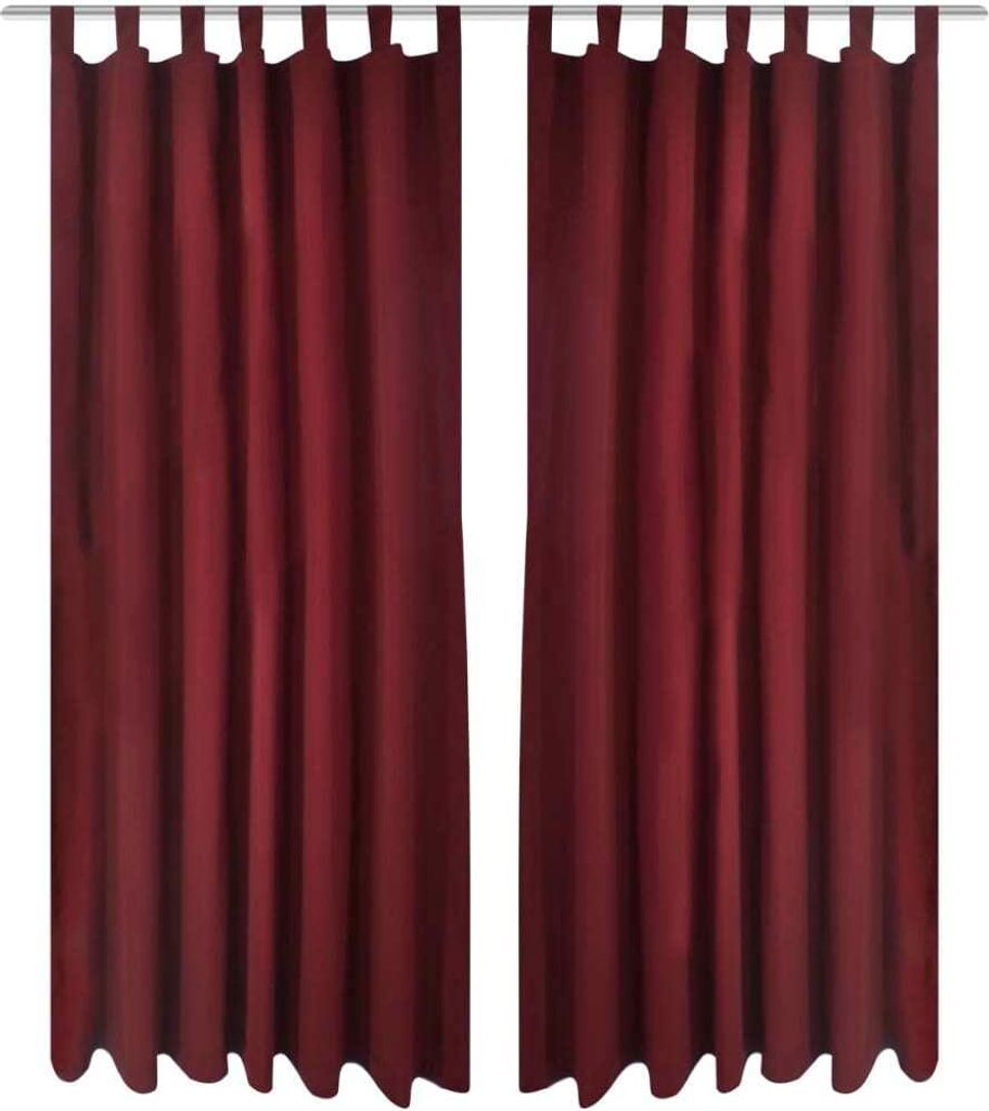 Vorhänge Gardinen aus Satin 2 teilig 140 x 225 cm Dunkelrot - Vorhänge - Microsatin Vorhang - Gardine - Schlaufenschal Mit Kräuselband