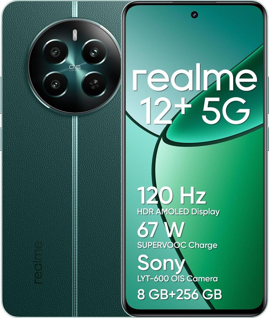 realme 12+ Smartphone 5G 8+256GB AMOLED 120Hz Pioneer Grün RMX3867