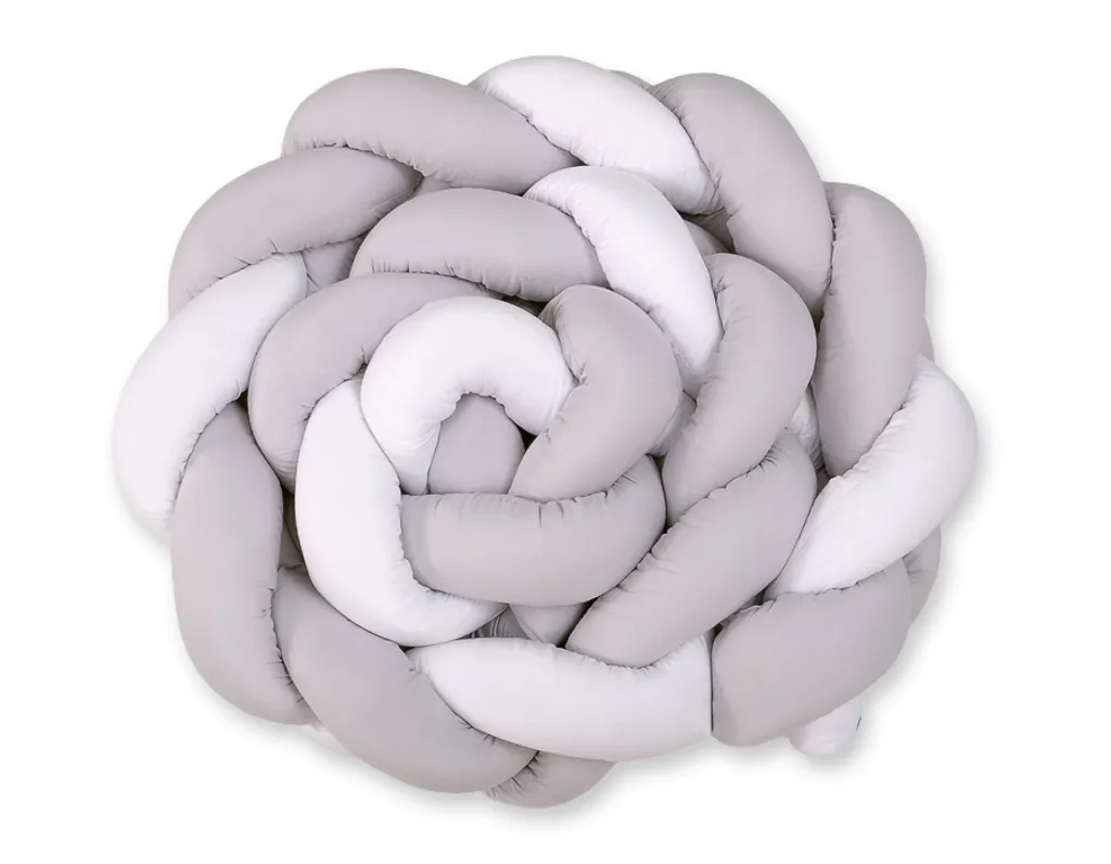 Tour de lit tressé 360 cm tresse de protection pour bébé blanc gris