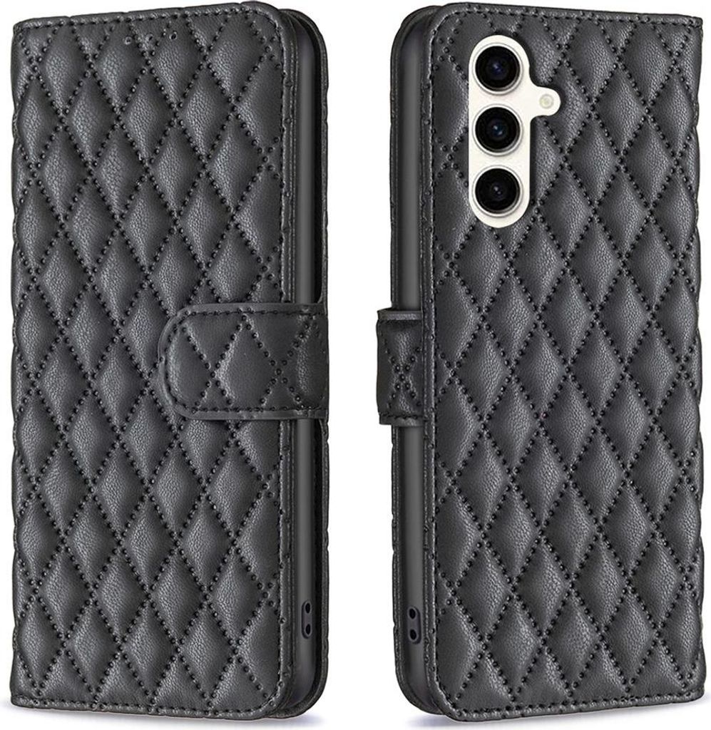 Samsung Galaxy S24 FE Hülle - BINFEN Rhombus Klapphülle - Schwarz