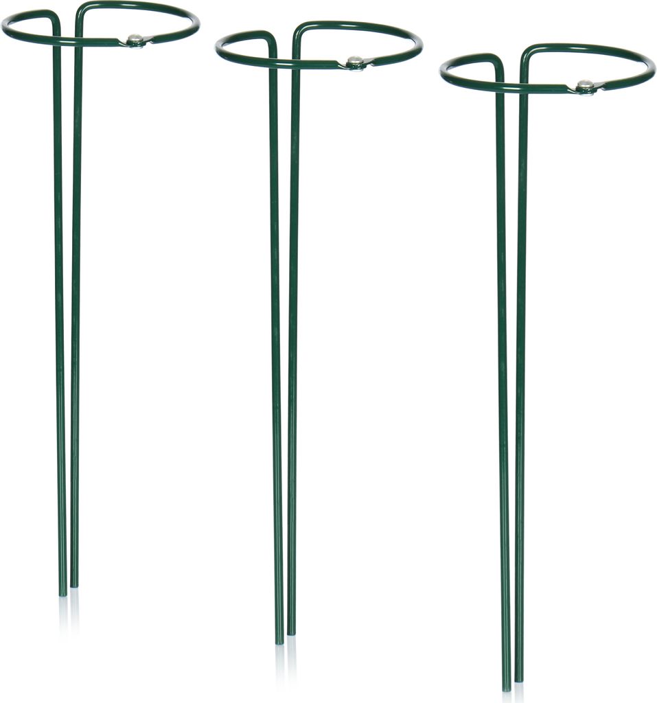 com-four 3x Blumenhalter - Staudenhalter für Blumen (Höhe: 35 cm) - Pflanzenhalter als Blumenstütze, Rankengewächse, Rosenstütze, Stauden, S...