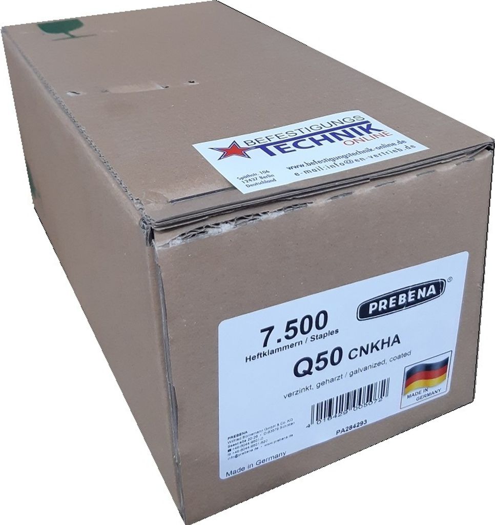 7500 Klammern Q-6774 50mm CNKHA verzinkt für Prebena Senco Produktbild 