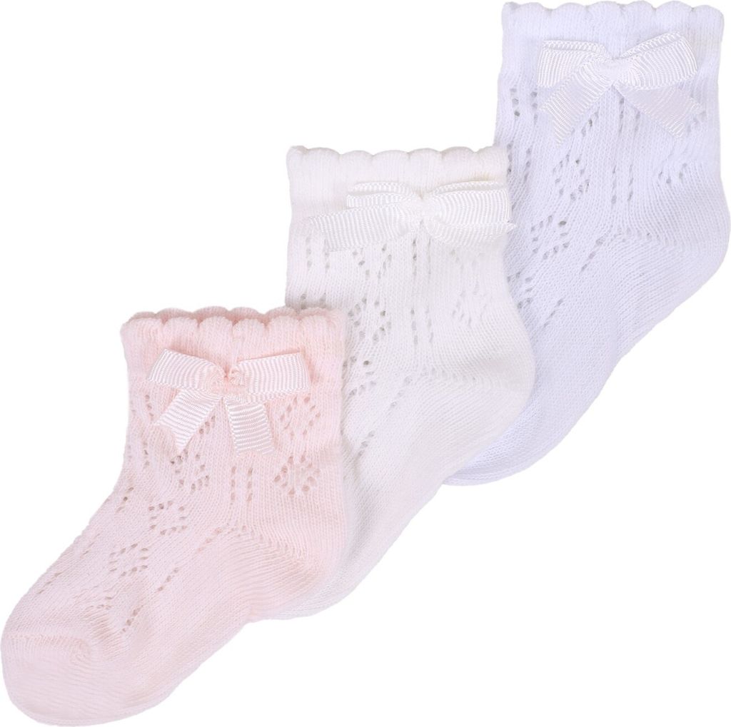 Mädchensocken Baumwolle durchbrochen pastell 3er-Pack 12-18 Monate YOCLUB