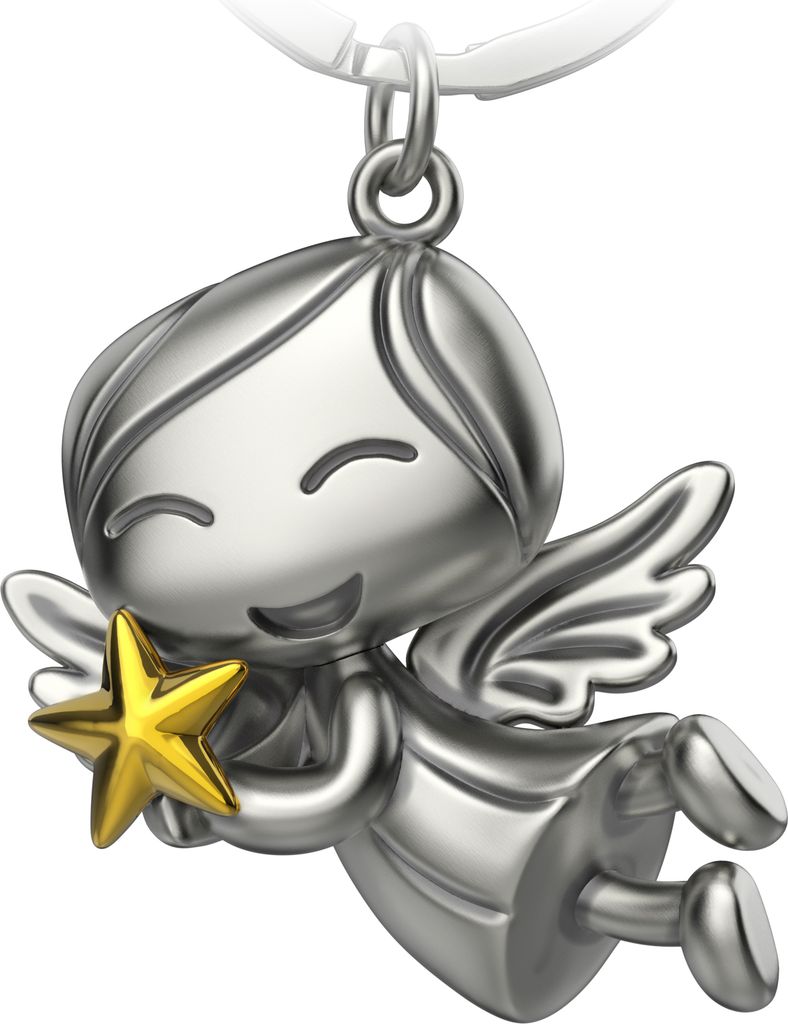 "Lucky" Schutzengel Schlüsselanhänger - Engel Glücksbringer - Glücksengel mit Stern in Gold