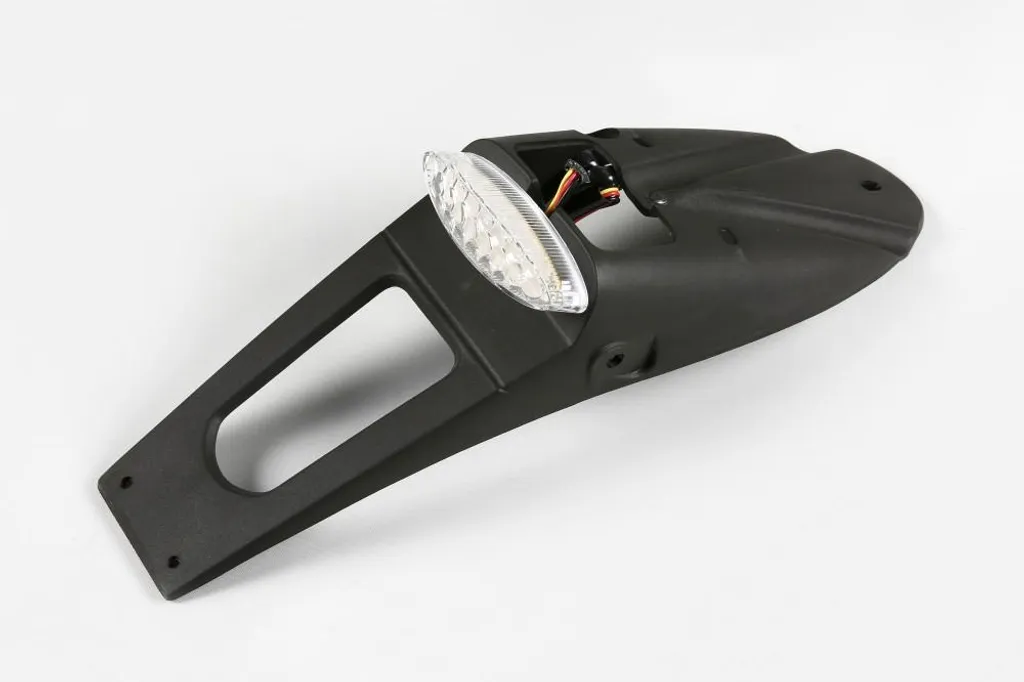 Support de Plaque avec Feu Arrière Homologué UFO PLAST Noir Blanc Moto