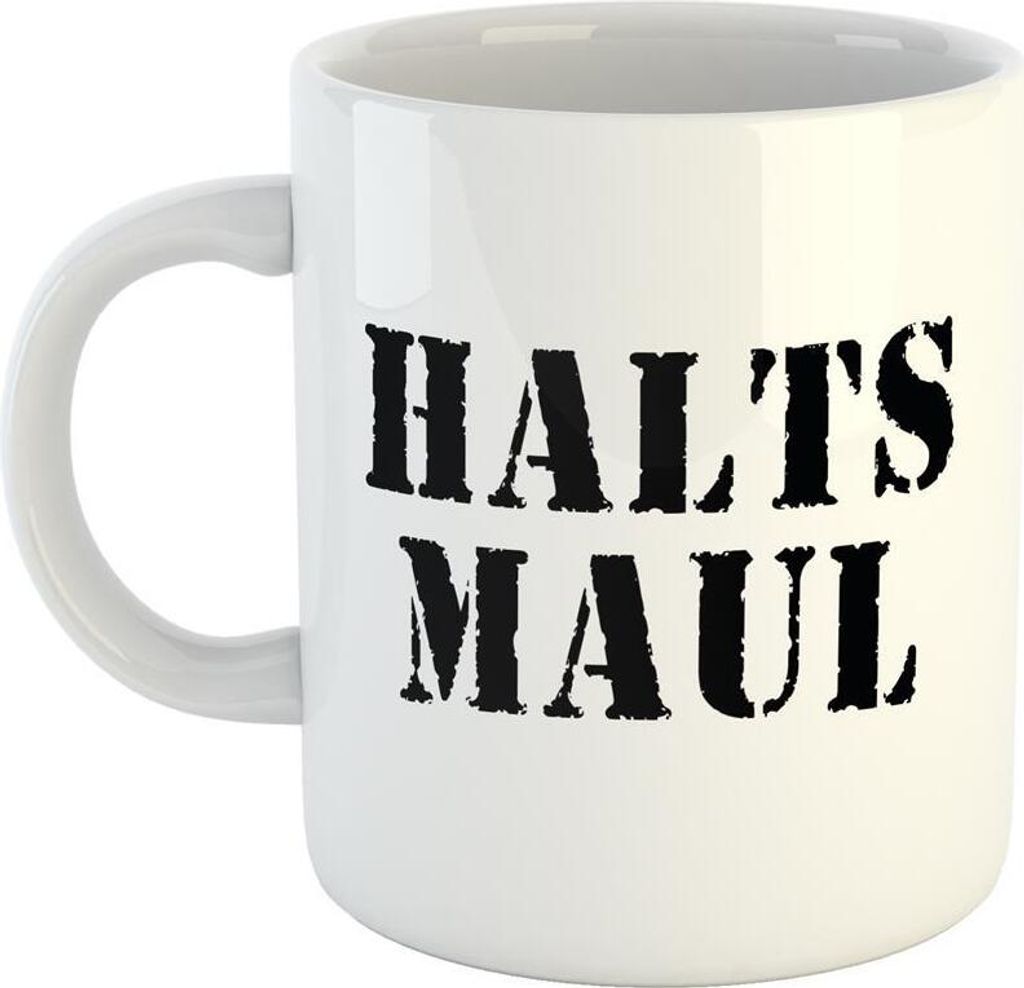 Huuraa Kaffeetasse Halts Maul Geschenk Tasse Weiß 330ml Halts Maul Präsent