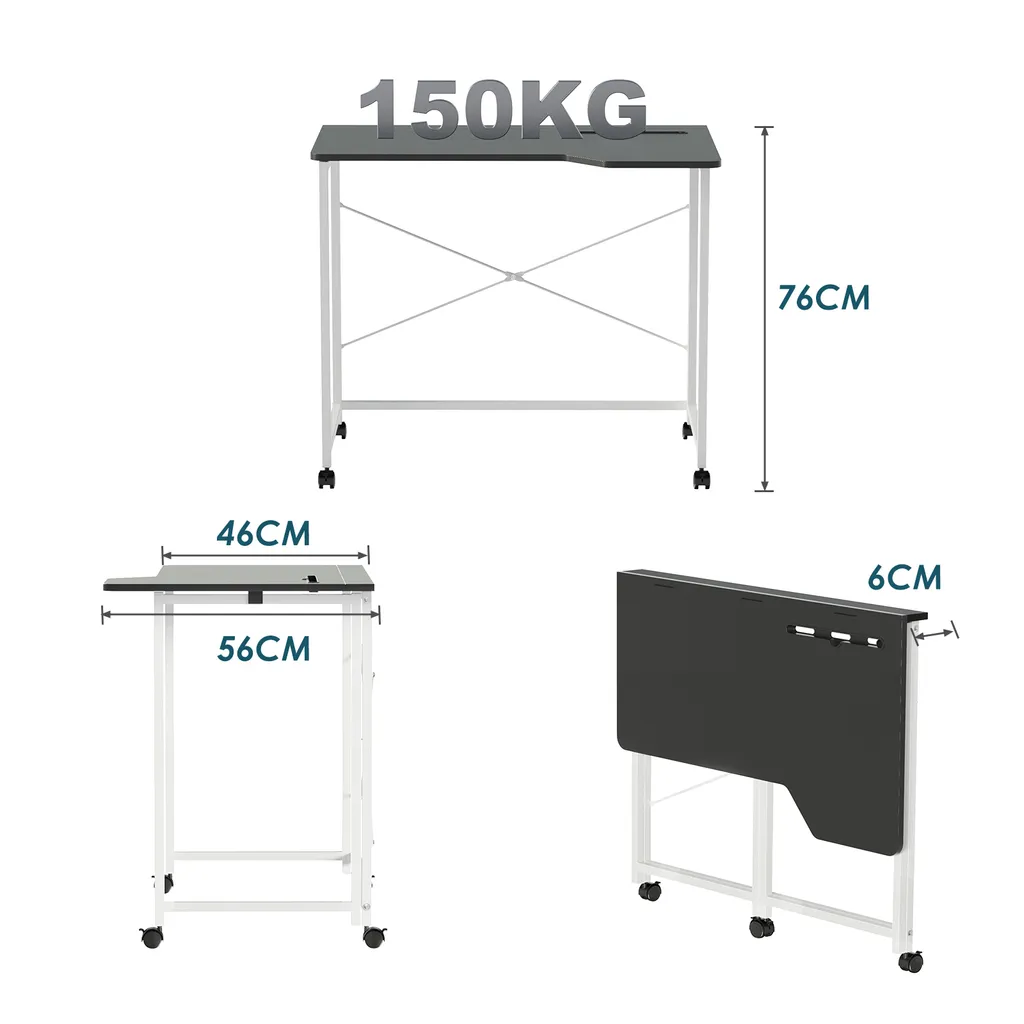 Table d'ordinateur mobile Gaming - Bureau pliable avec 4 roulettes - 10