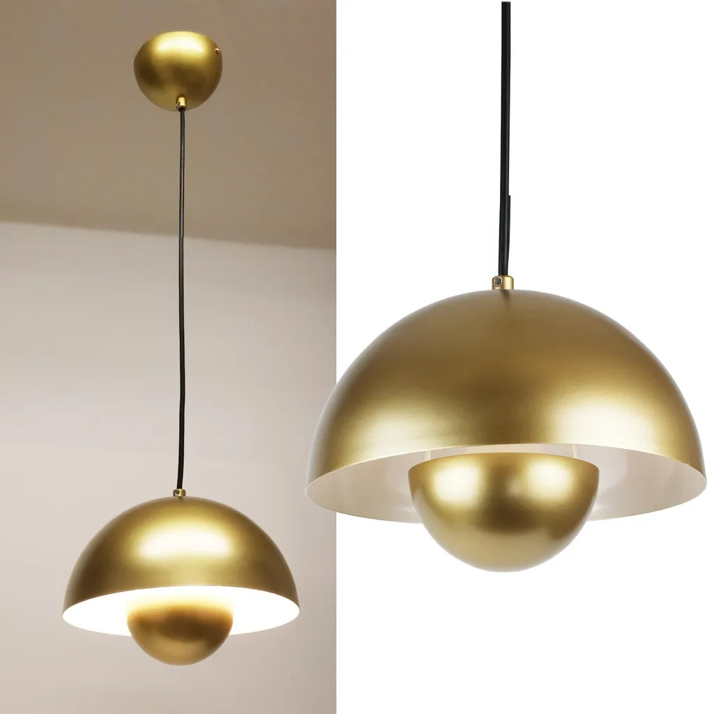 Lustre floral doré E27 - Suspension luminaire chic style pot de fleur