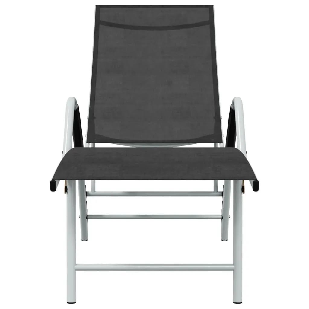 Bain de soleil aluminium noir design épuré - Lit de jardin réglable - 3
