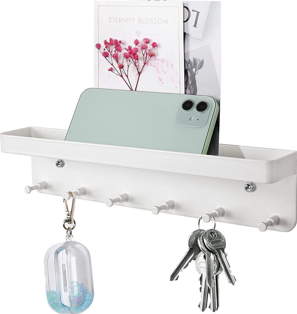 Schlüsselbrett mit Ablage, ohne Bohren, Key Rack Wand mit 6 Produktbild 1