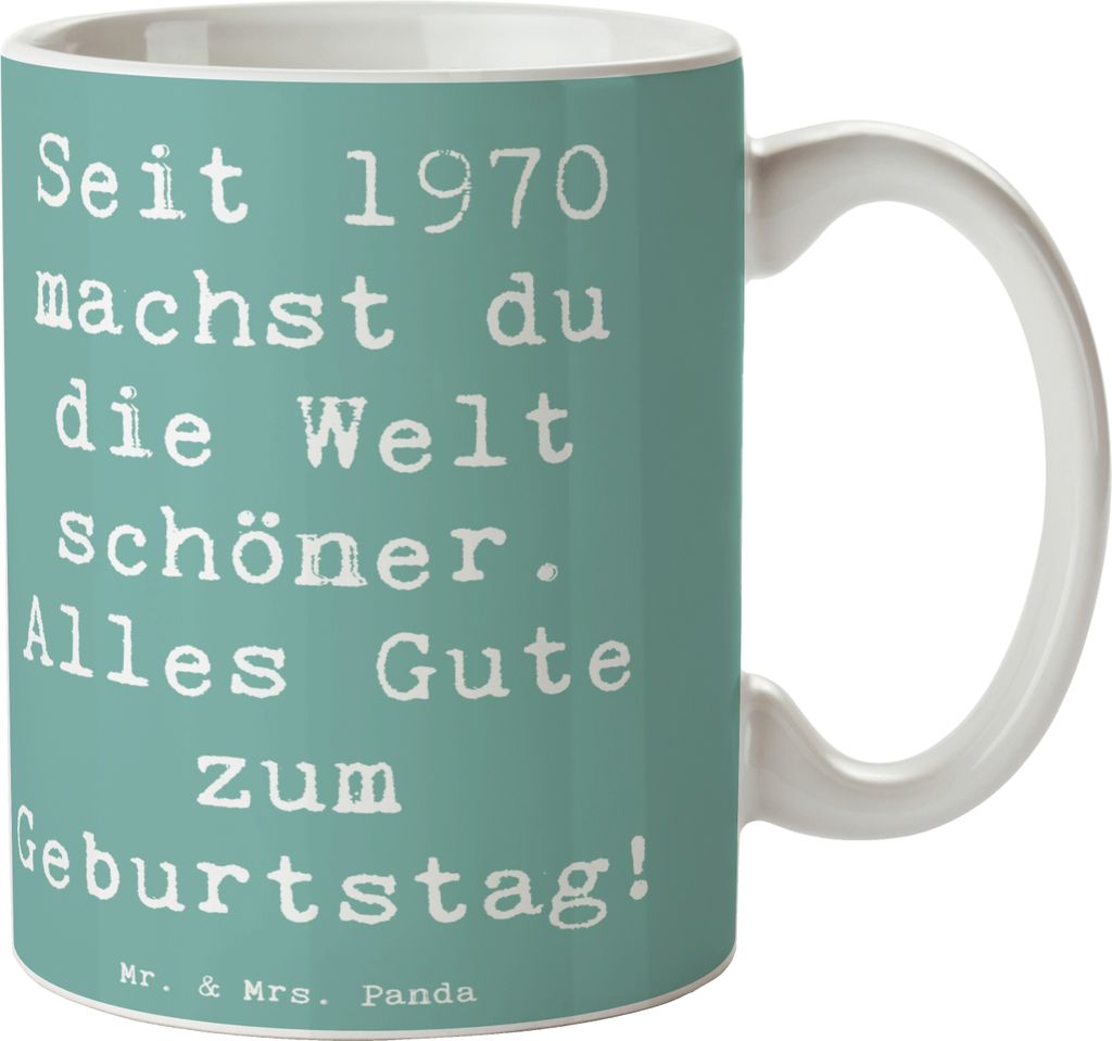 Mr. & Mrs. Panda Teetasse Spruch 1970 Geburtstag - Meeresbrise - Geschenk, liebevolle Botschaft, schöne tasse, persönlicher, Becher, Kaffeebecher...