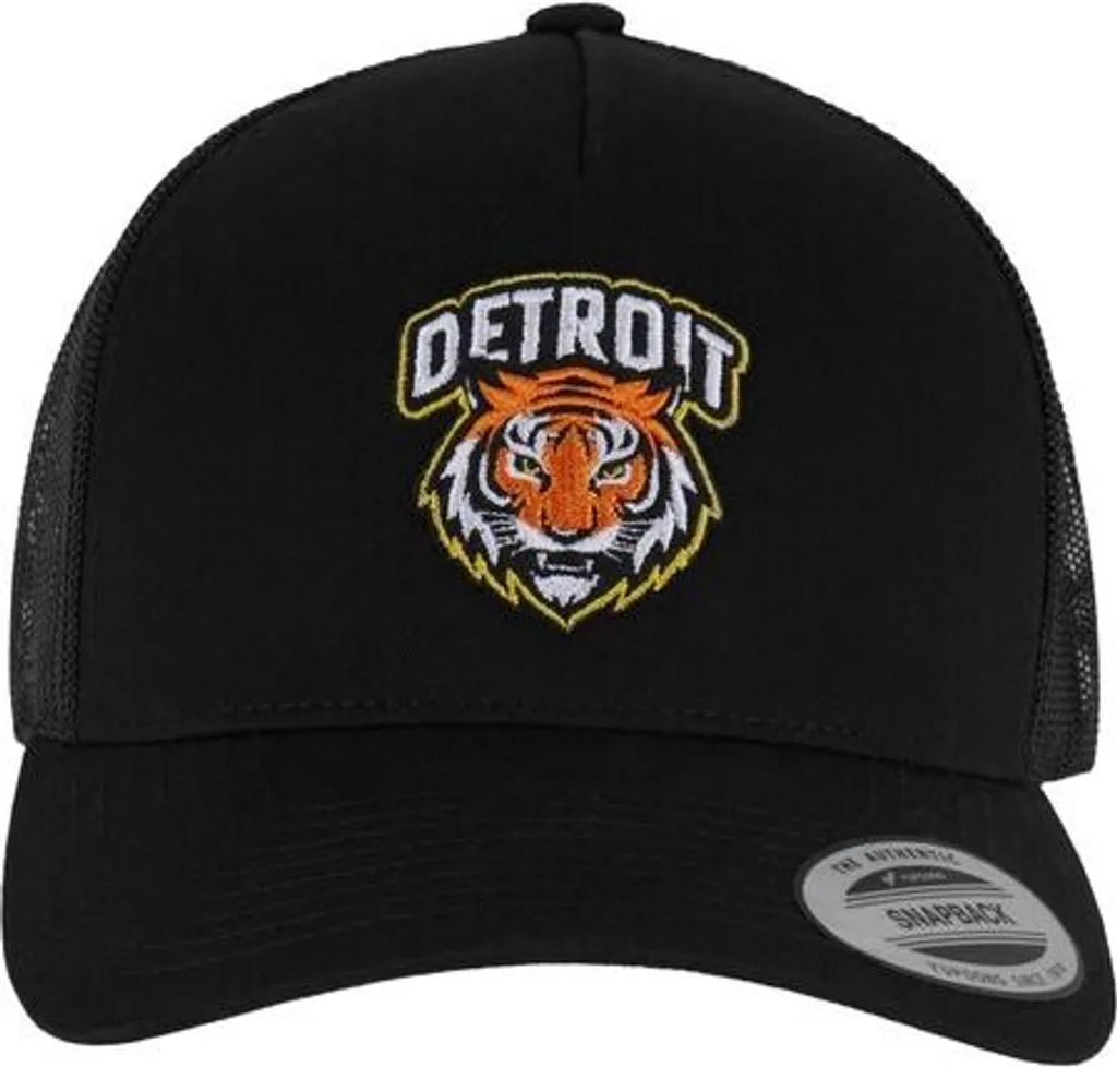 Mister Tee Detroit Tiger Head Patch Cap - Retro 5-Panel Trucker Nero UNI - 2