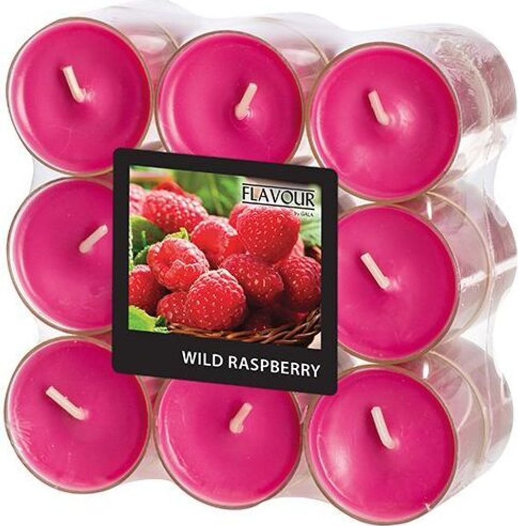 Flavour by GALA 18 "Flavour by GALA" Duftlichte Ø 38 mm · 24 mm weinrot - Wild Raspberry in Polycarbonathülle | Folie (18 Stück)