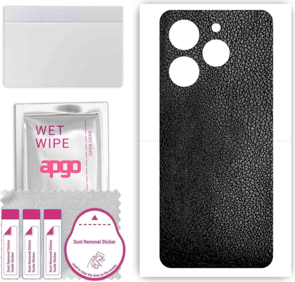 apgo Rückseite Schutzfolie, Skin, kompatibel mit Tecno Spark 10 Pro, Hinten Displayschutzfolie aus Vinylfolie, kratzfest, einfache Montage - Schwa...