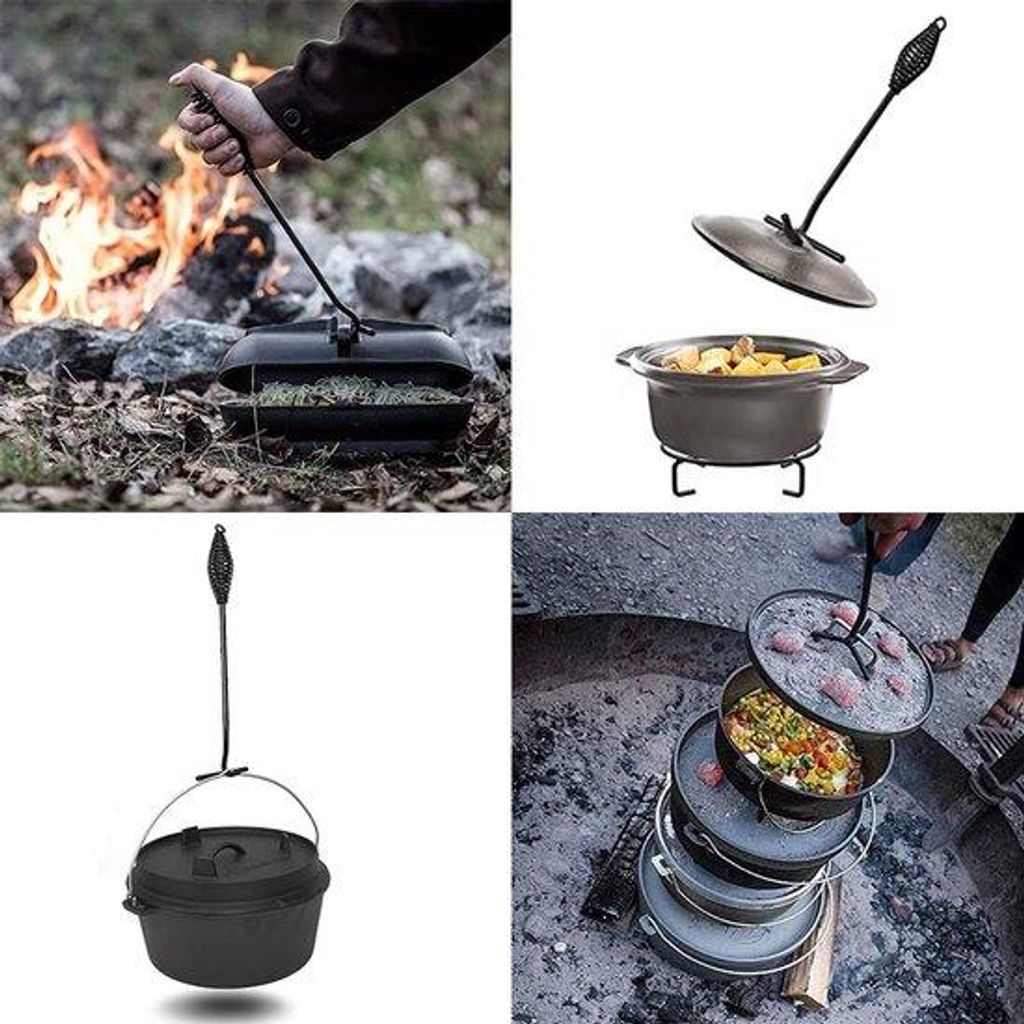 Gartenkochtopf-Deckellifter, 42 cm, Gartenkochtopf-Deckellifter-Griff, Kochtopf-Accessoires für Grill, Grillen, Camping